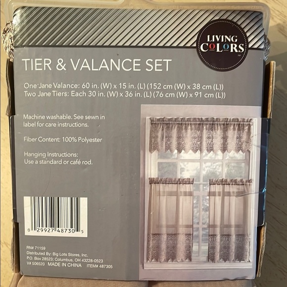 New Fashion Window lace/ sheer tier and Rod Pocket Valance set 54"Lx 14" W - Picture 3 of 7